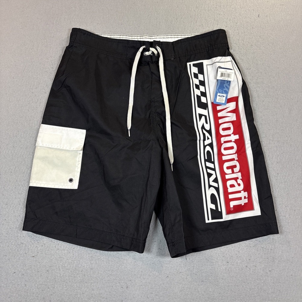 Ford Motorcraft Racing Board Shorts Mens 36 Black Swim Trunks Surf NWT